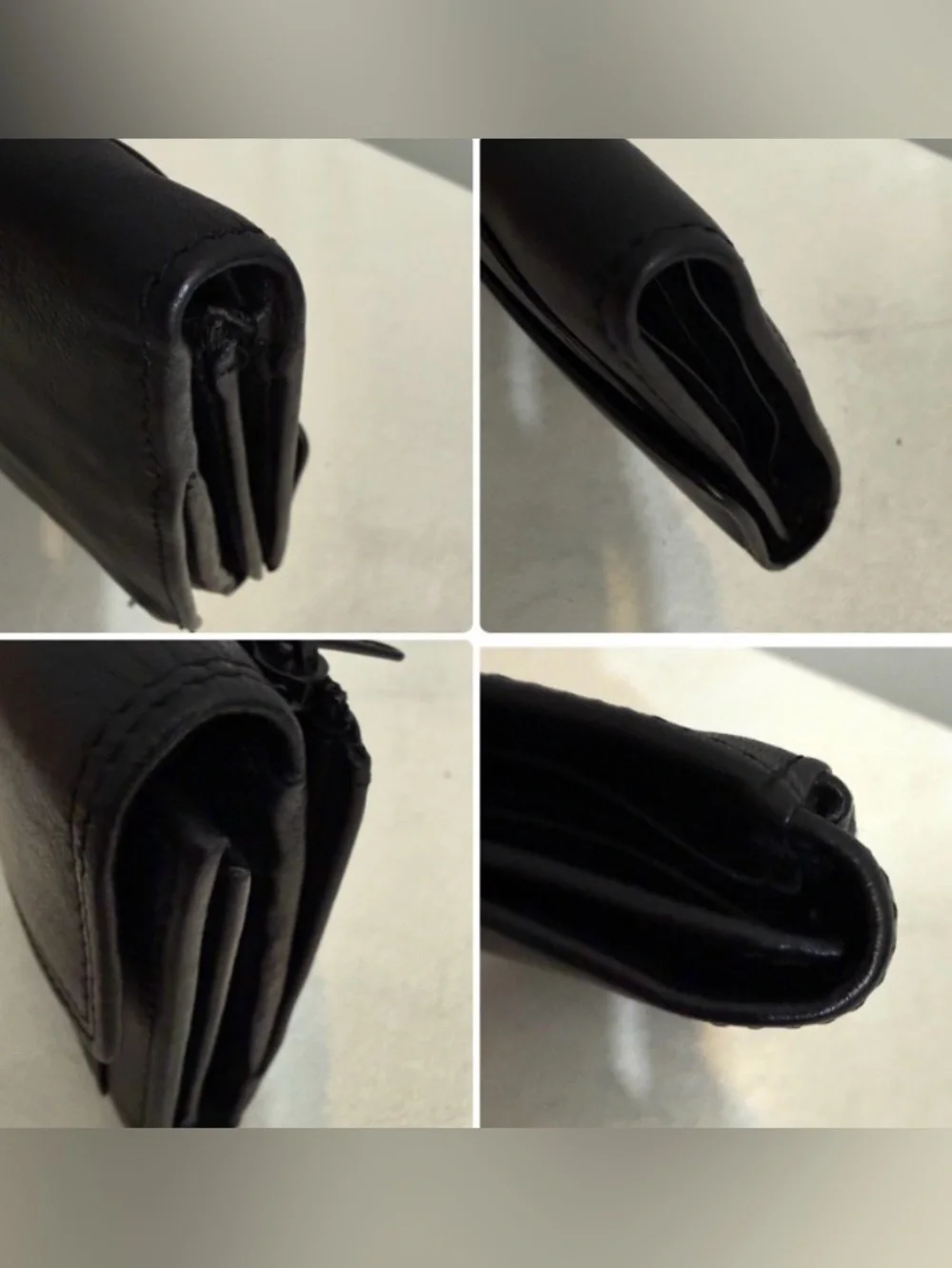Fossil Black Genuine Leather Wallet Vintage Snap Closure Y2K